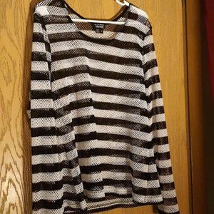 Tripp NYC Stripped Mesh Top